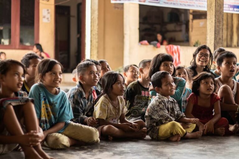 Children participating in an educational activity at an NGO in India