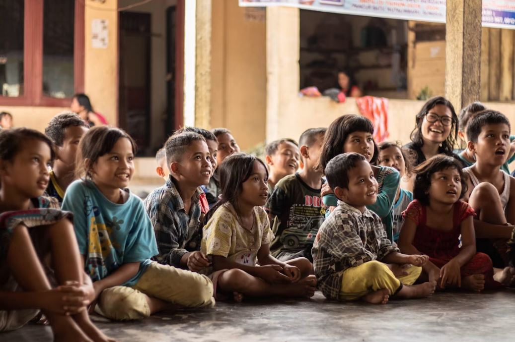 Children participating in an educational activity at an NGO in India